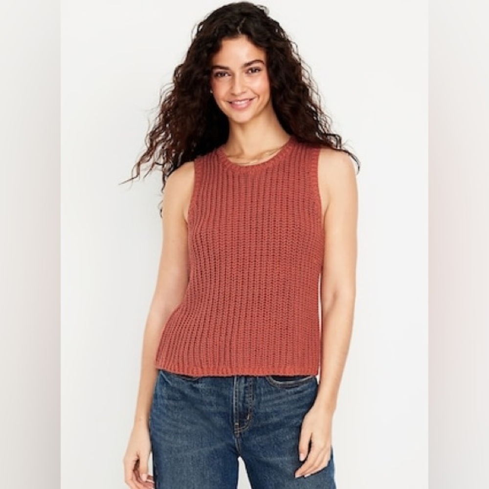 Old Navy Sleeveless Open-Stitch Sweater In Gingerspice Size XL
